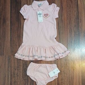 Ralph Lauren Light Pink Polo Dress with Embroidered Heart